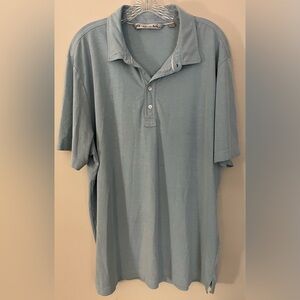 Travis Mathew Men’s Soft Blue Polo Golf Casual Shirt, w/Name, 4-Button; Size XL